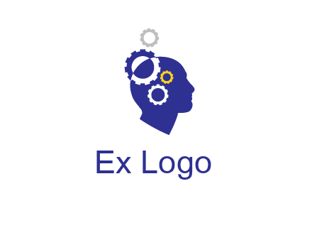 gears and human head engineering logo