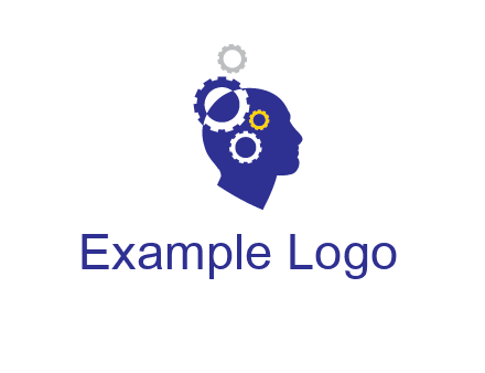 gears and human head engineering logo