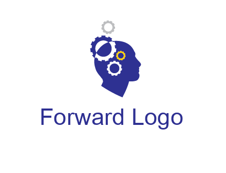 gears and human head engineering logo