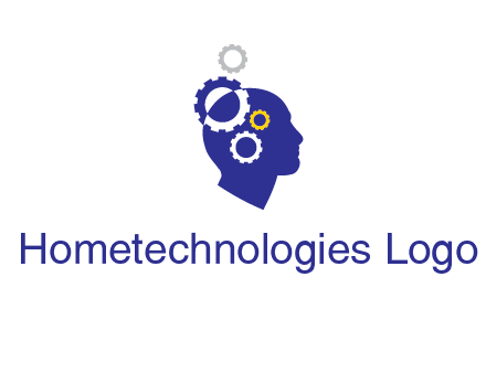 gears and human head engineering logo