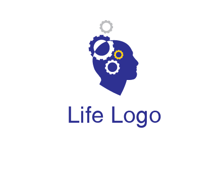 gears and human head engineering logo
