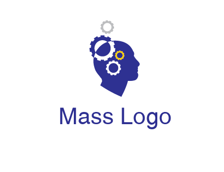 gears and human head engineering logo