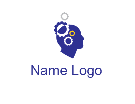 gears and human head engineering logo