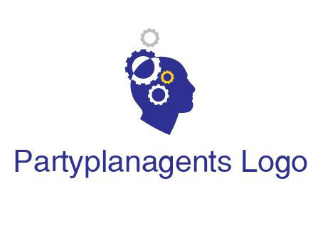 gears and human head engineering logo