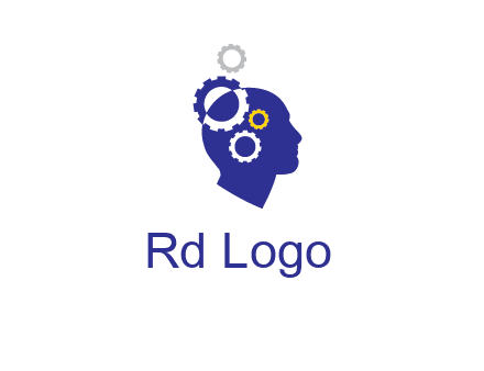 gears and human head engineering logo