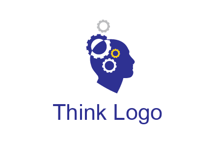 gears and human head engineering logo
