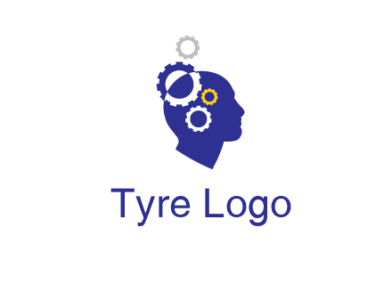 gears and human head engineering logo