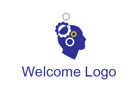 gears and human head engineering logo