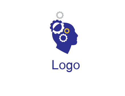 gears and human head engineering logo