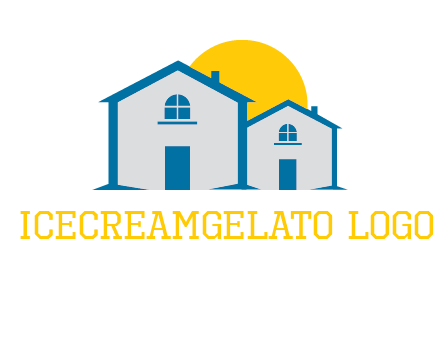 sun and houses real estate logo
