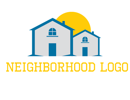 sun and houses real estate logo