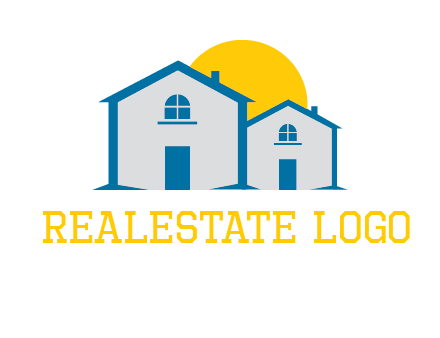 sun and houses real estate logo