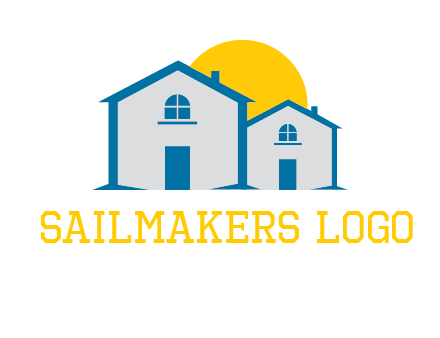 sun and houses real estate logo