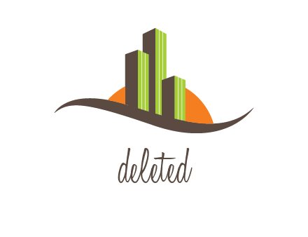 abstract skyscrapers and sun real estate logo