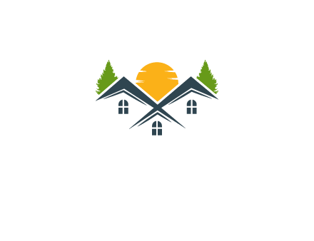 rooftop and pines real estate illustration
