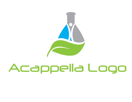 chemical flask and swoosh man with leaf medical logo