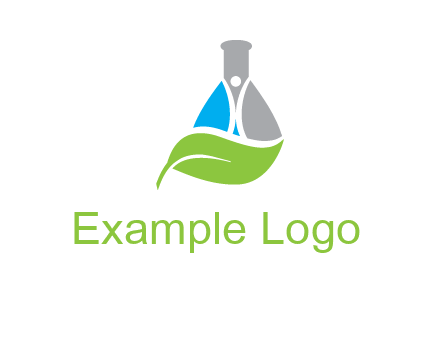 chemical flask and swoosh man with leaf medical logo