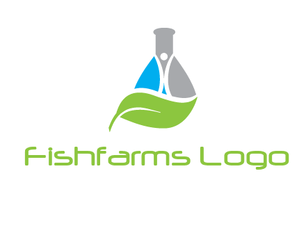 chemical flask and swoosh man with leaf medical logo