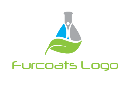 chemical flask and swoosh man with leaf medical logo
