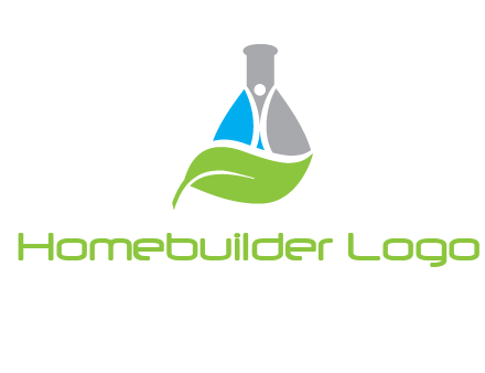 chemical flask and swoosh man with leaf medical logo