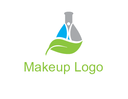 chemical flask and swoosh man with leaf medical logo
