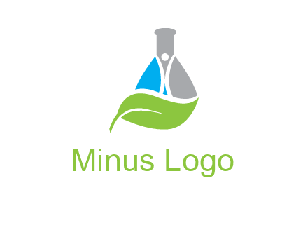 chemical flask and swoosh man with leaf medical logo