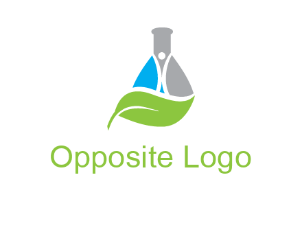 chemical flask and swoosh man with leaf medical logo