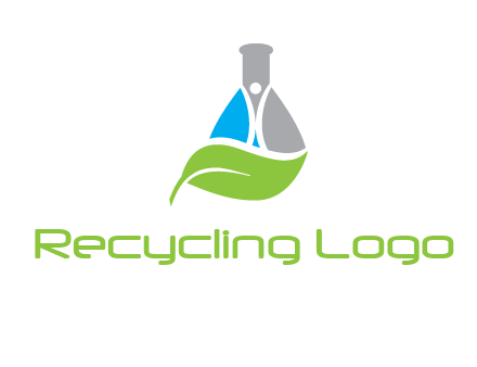 chemical flask and swoosh man with leaf medical logo