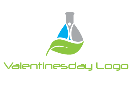 chemical flask and swoosh man with leaf medical logo