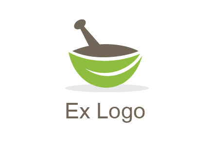pestle mortar leaf pharmacy logo