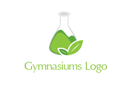chemical flask and leaf pharmacy logo