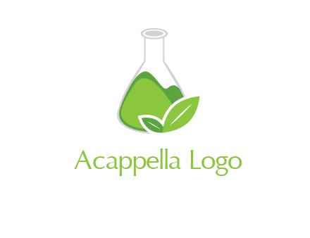 chemical flask and leaf pharmacy logo