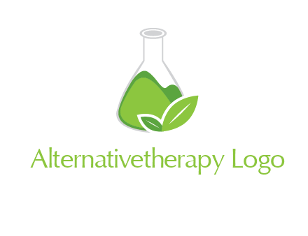 chemical flask and leaf pharmacy logo