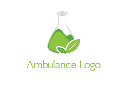 chemical flask and leaf pharmacy logo