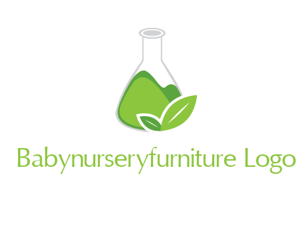 chemical flask and leaf pharmacy logo