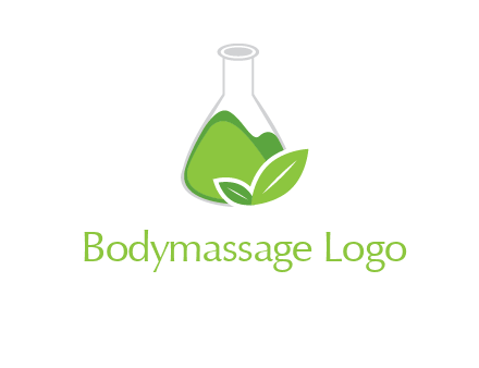 chemical flask and leaf pharmacy logo
