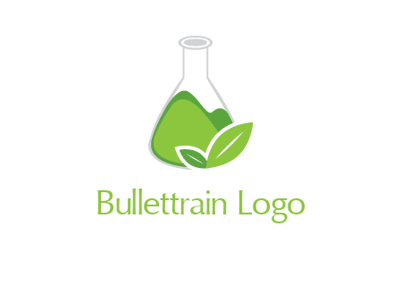 chemical flask and leaf pharmacy logo
