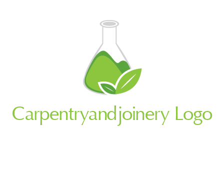 chemical flask and leaf pharmacy logo