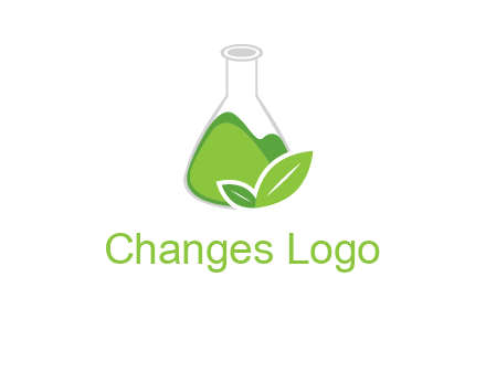 chemical flask and leaf pharmacy logo
