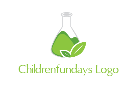 chemical flask and leaf pharmacy logo