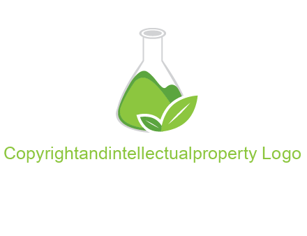 chemical flask and leaf pharmacy logo