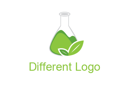 chemical flask and leaf pharmacy logo
