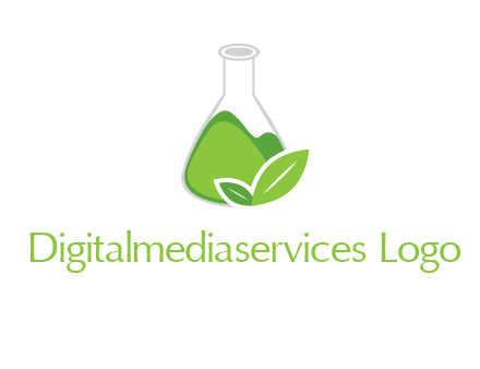 chemical flask and leaf pharmacy logo