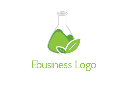 chemical flask and leaf pharmacy logo