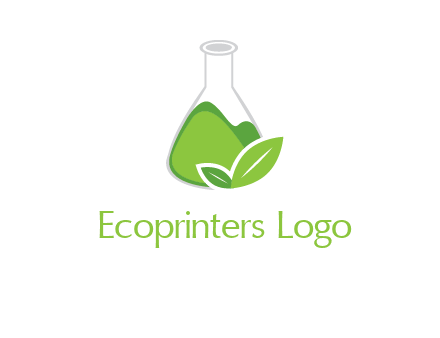 chemical flask and leaf pharmacy logo