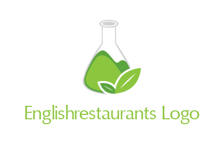 chemical flask and leaf pharmacy logo
