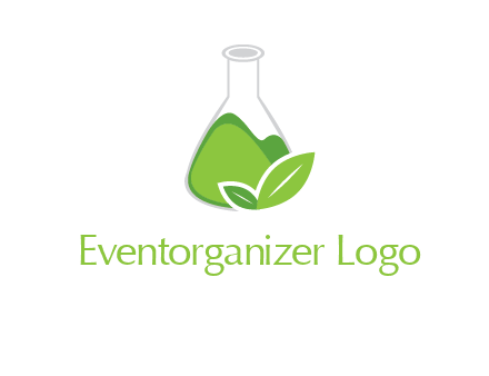 chemical flask and leaf pharmacy logo