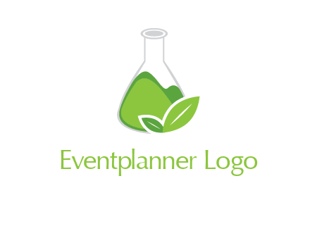chemical flask and leaf pharmacy logo