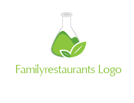 chemical flask and leaf pharmacy logo