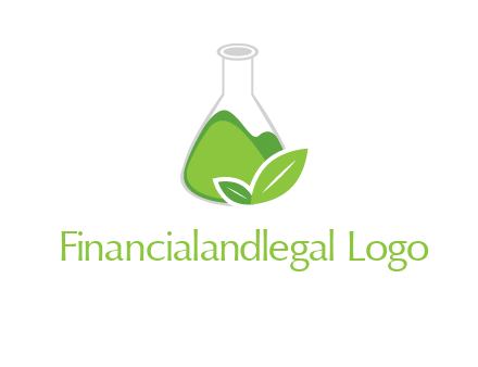 chemical flask and leaf pharmacy logo